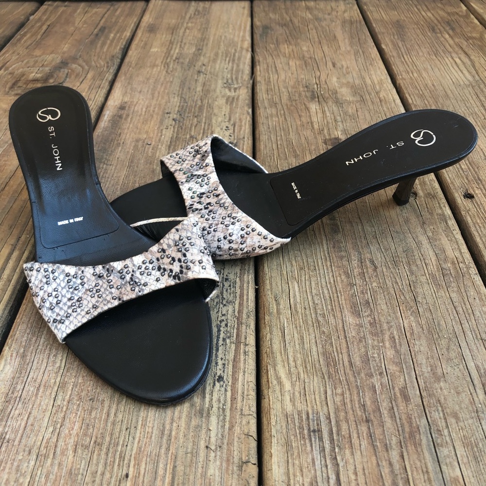 St. John Python Print Studded Kitten Heels Shoes - image 1